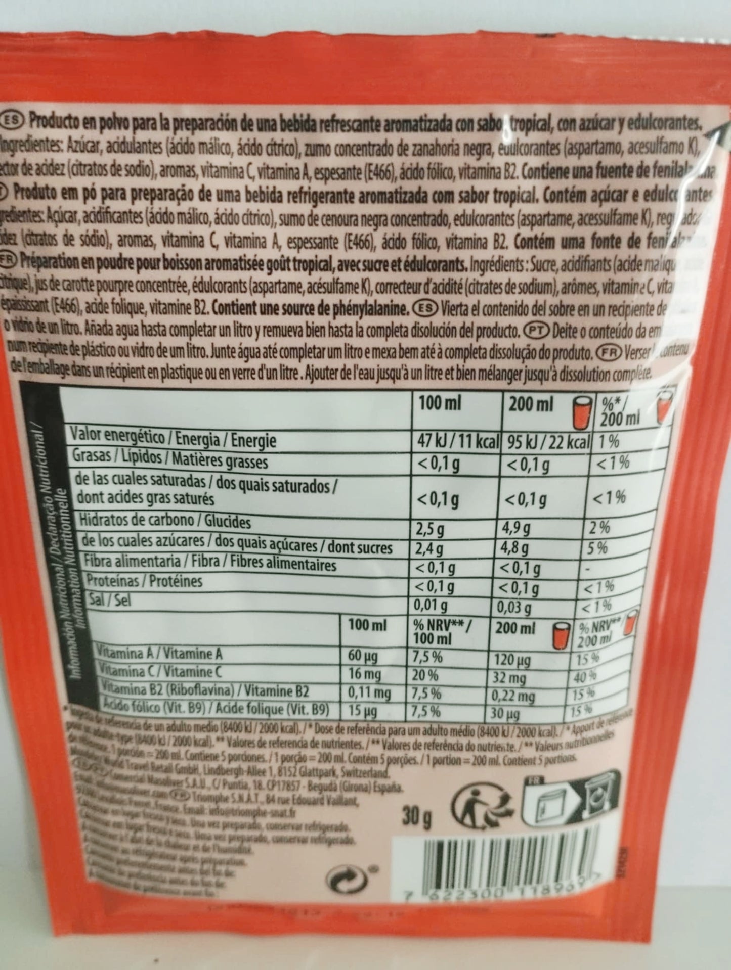 Boisson Tang Tropical Unité
