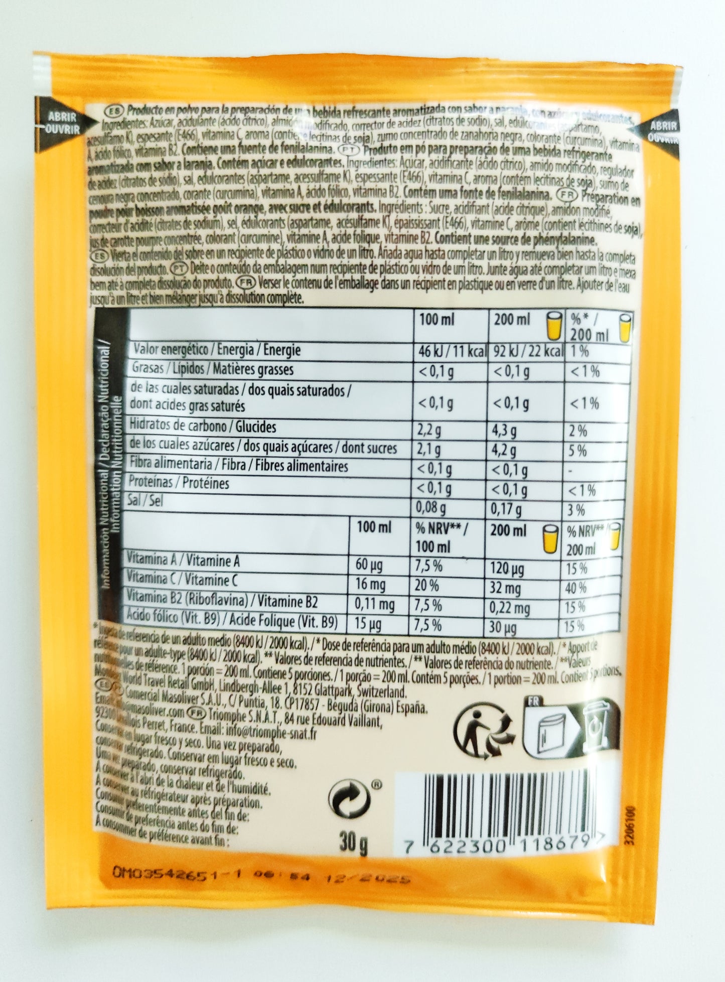 Boisson Tang Orange Unité